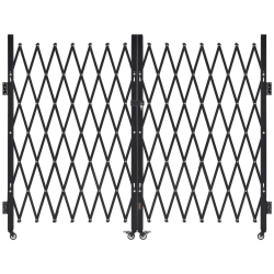 VEVOR 129.92 X 63.19 In Double Folding Security Gate, Lockable Scissor Gate \w 360° Swivel Casters, Outdoor Barricade Steel Retractable Gates, For
