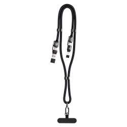THE WAY Mobile Phone Lanyard Neck Hanger Crossbody Anti-Lost Belt Gasket 4-In-1 240W Data Cable Suitable for Apple Huawei - 4-In-1 1.5M In Black