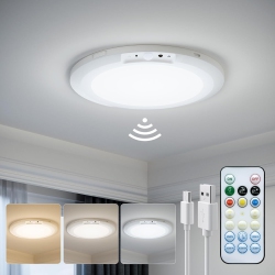 MYACUC Rechargeable Motion Sensor Ceiling Light \w Remote Control, Smart Closet Light, Magnetic Led Shower Lights, Ceiling Lamp for Bathroom Pantry Shed