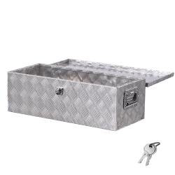 VEVOR 30"x13"x9.6" Heavy Duty Aluminum Truck Bed Tool Box, Stripes Plated Tool Box \w Side Handle And Lock Keys, Storage Toolbox Chest Organizer For