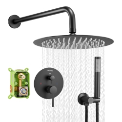 VEVOR 8-Inch Shower Faucet Set, Rainfall Bathroom Shower System \w Round Rain Shower Head And Handheld Spray, Wall Mounted Bath Fixtures \w Brass