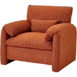 AECOJOY Oversized Armchair, Chenille Mid Century Accent Chair, Comfy Upholstered Single Sofa, Extra Wide Reading Chairs In Orange
