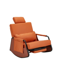 AECOJOY Rocking Chair, Nursery Glider Rocking Recliner Chair With Retractable Footrest & Adjustable Backrest Leather In Orange