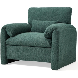 AECOJOY Oversized Armchair, Chenille Mid Century Accent Chair, Comfy Upholstered Single Sofa, Extra Wide Reading Chairs In Green