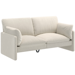 AECOJOY Modern Loveseat Sofa With Thickened Cushions, Soft Cusioned Teddy Couch for Bedroom & Small Spaces In White
