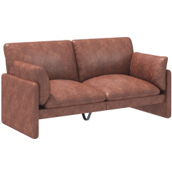 AECOJOY Modern Loveseat Sofa With Thickened Cushions, Soft Cusioned Leather Couch for Bedroom & Small Spaces In Brown