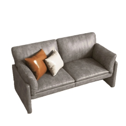 AECOJOY Modern Loveseat Sofa With Thickened Cushions, Soft Cusioned Leather Couch for Bedroom & Small Spaces In Grey