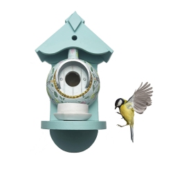MYACUC Teapot Bird House Feeder, New Hanging Teapot Aviary Feeder, Wooden Resin Teapot Decoration Bird House Weatherproof Gift