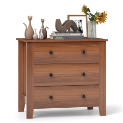 GYMAX 3-Drawer Dresser W/ Convenient Handles Smooth Slide Rails Accent Table