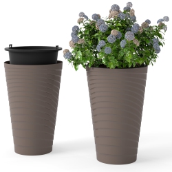 GYMAX 18" Tall Flower Pot Set Of 2 W/ Insert Bucket Handle Design Drainage Holes