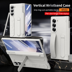 THE WAY Samsung Z Fold 6 Case With Wristband Holder, 4/3 Hinge Pen Slot, And Folding Case Cover - Transparent (Pen Cover, Film, And Pen Integrated)