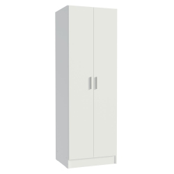 MADESA Wardrobe Storage Cabinet Armoire Closet With 2 Doors And 4 Utility Shelves 23 Inch Wooden Organization Unit for Bedroom - In White