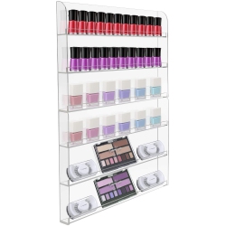SORBUS 6-Tier Clear Acrylic Nail Polish Wall Rack Display Holder - Stylish Organizer - Holds Up to 90 Nail Polish Bottles