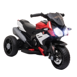 QABA Kids Motorcycle, 6V Battery Powe Ride On Motorcycle With Music, Horn, Headlights, 3 Wheels Electric Bike for Kids, Gift for Boys & Girls In Red