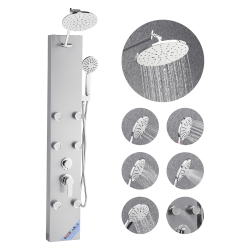 VEVOR 49 In Shower Panel Tower System \w Rainfall Shower Head, Stainless Steel Shower Column, 3-Function Faucet, High Pressure Wall-Mount Rain