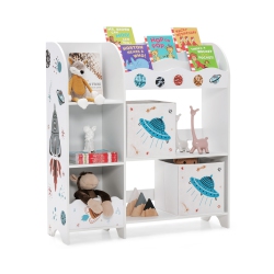 SLICKBLUE Kids Book And Toy Organizer Cabinet With Wooden Frame And Storage Bins