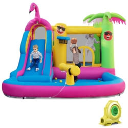 SLICKBLUE Fun Inflatable Bounce Castle – Outdoor Water Slide With 735W Blower for Kids