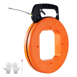 VEVOR 200 Ft Fish Tape, 3/16-Inch, Fiberglass Wire Puller \w Optimized Housing And Handle, Easy-To-Use Cable Puller Tool, Flexible Wire Fishing Tools