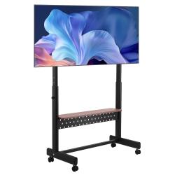 VEVOR 205 Lbs Capacity Rolling Tv Stand, Mobile Tv Cart for 55-100 Inch Screens, Height Adjustable Portable Monitor Stand \w Tray, for Living Room