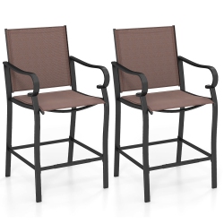 SLICKBLUE Outdoor Counter Height Bar Stools Set Of 2 With Breathable Mesh Seats