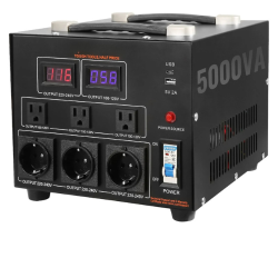 VEVOR 5000W Voltage Converter Transformer, Heavy Duty Step Up/down 110V ↔ 220V With USB & Type-C, Ce Fcc Certified, Black