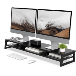 FENGE Monitor Stand, 42.5 In Dual Monitor Riser \w Storage Space, 99Lbs Weight Capacity Computer Desk Organizer for 2 Monitors, Ergonomic Designed