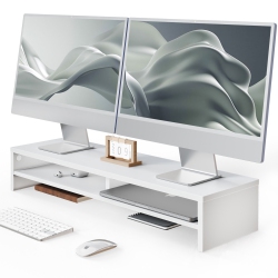 FENGE 2 Tiers Monitor Riser Stand Large Computer Laptop Stand With Keyboard Storage Space, Desk Accessories, Home Office Supplies