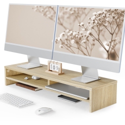 FENGE 2 Tiers Monitor Riser Stand Large Computer Laptop Stand With Keyboard Storage Space, Desk Accessories, Home Office Supplies