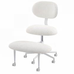 PINMOCO Ergonomic Cross Legged Swivel Chair, Adjustable Height And Teddy Fabric, Meditation Chair With Back Support