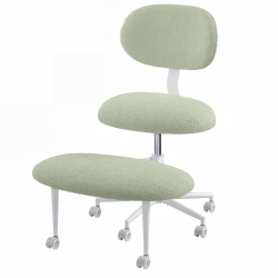 PINMOCO Ergonomic Cross Legged Swivel Chair, Adjustable Height And Teddy Fabric, Meditation Chair With Back Support