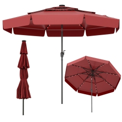 SLICKBLUE Patio Umbrella With Solar Power And 3-Tier Vent for Outdoor Shade