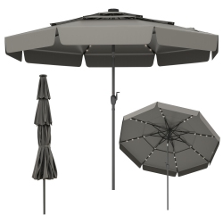 SLICKBLUE Patio Umbrella With Solar Power And 3-Tier Vent for Outdoor Shade