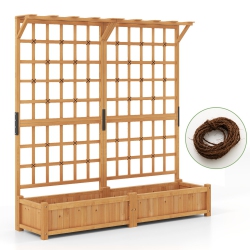 SLICKBLUE 71-Inch Wooden Planter With Trellis And Hanging Top for Climbing Plants