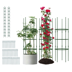 SLICKBLUE 3-Pack Metal Garden Trellis Adjustable Plant Support for Tomatoes, Cucumbers, Vines