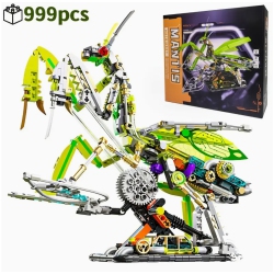 PRISMI Mechanical Mantis Building Blocks Set – 999PCs Insect Model Kit With Lights & Display Stand, Creative Stem Toy for Kids & Adults