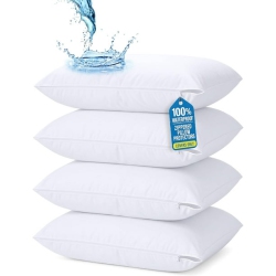 BEDDORA 4 Pack Pillow Protectors Size – Waterproof Zippered Pillow Case Covers, Bed Bug & Dust Mite Proof Pillow - King