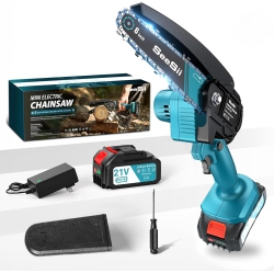 Mini Chainsaw 6 Inch: Electric Chainsaw \w 4000mAh Battery - 800W Motor for Quick Work -Cordless Saw for Branch Cutting - for Father Day Men Women Dad Mom Gardener (CH600+)