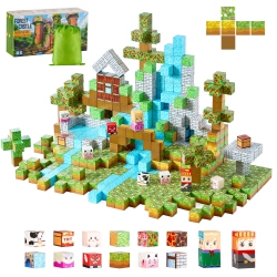 VEVOR 150 PCs Magnetic Blocks, Forest Castle Set, Magnetic Building Cubes for Kids, Stem Montessori Sensory Toys for Christmas Birthday Gift, for 3+