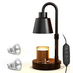 MYACUC Candle Warmer Lamp Adjustable Height, Warm Electric Candle Lamp Warmer With Timer Dimmer Metal Base, for Scented Jar Candles Home Decor In White