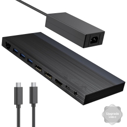 NIERBO Docking Station 3 Monitors \w 2 Dp+HDMI, 130W Pd Charger, USB-C/a 10GB, 3 USB-A 5GB, Audio, Gigabit Ethernet, Tf/sd for Lenovo HP Dell