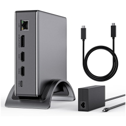 NIERBO Laptop Docking Station, Pd3.1 Triple Display Dock \w 140W Power, 8K30Hz/4K144Hz HDMI 2 + Displayport, USB-C 10GBps, 2 USB-A 5GBps