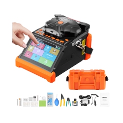 VEVOR 6 Motors Fiber Fusion Splicer, Core & Clad Alignment Fibers Optic Splicer \w 6S Fast Splicing And 13S Heating, 5" Touch Screen, 3 In 1 Fiber