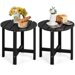 GYMAX 2PCs 18"adirondack Side Table Weather Resistant HDpe Garden Patio In Black
