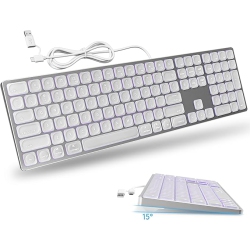 YIVANDI Wired Backlit Keyboard for Mac Os -Plug And Play, All-Aluminum USB Keyboard \w Numeric Keypad for Imac/mac Mini Or Macbook(Keyboard Riser