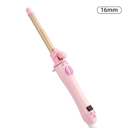 THE WAY Automatic Curling Iron \w Digital Display, Wet/dry Use Automatic Rotating Mini Teddy Wool Curler \w Bangs for Short Hair - Pink, 16Mm, Us