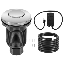 VEVOR Garbage Disposal Air Switch Kit, Dual Outlet Sink Top Air Switch for Food Waste Disposal, 2.5-Inch Brushed Nickel Stainless Steel On/off Air