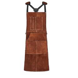 VEVOR Leather Welding Work Apron, Heavy Duty Cowhide Flame Resistant Welding Apron, Heat-Resistant Blacksmith Welder Aprons \w 6 Tool Pockets For