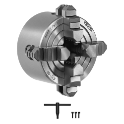 VEVOR 4-Jaw Lathe Chuck, 3 Inch (80 Mm), 4-Jaw Chuck, 0.1-3.15 In (5-80 Mm) Clamping Range \w T-Key Fixing Screws Reversible Jaws, Ht300