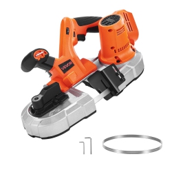 VEVOR 20V Portable Band Saw, 2.56-Inch Deep Cut, 360W Bandsaw \w Brushless Motor, Cordless And Compact Portaband, Hang Hooks, 0-192 M/min Variable