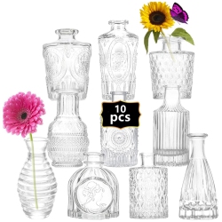 NIERBO Mini Bud Vases As Wedding Centerpieces for Tables, Clear Bud Vases for Flowers, Small Flower Vases Suitable for Birthday Party, Anniversary